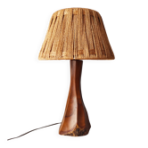 Vintage brutalist lamp from the 60s-70s made of wood and rope.