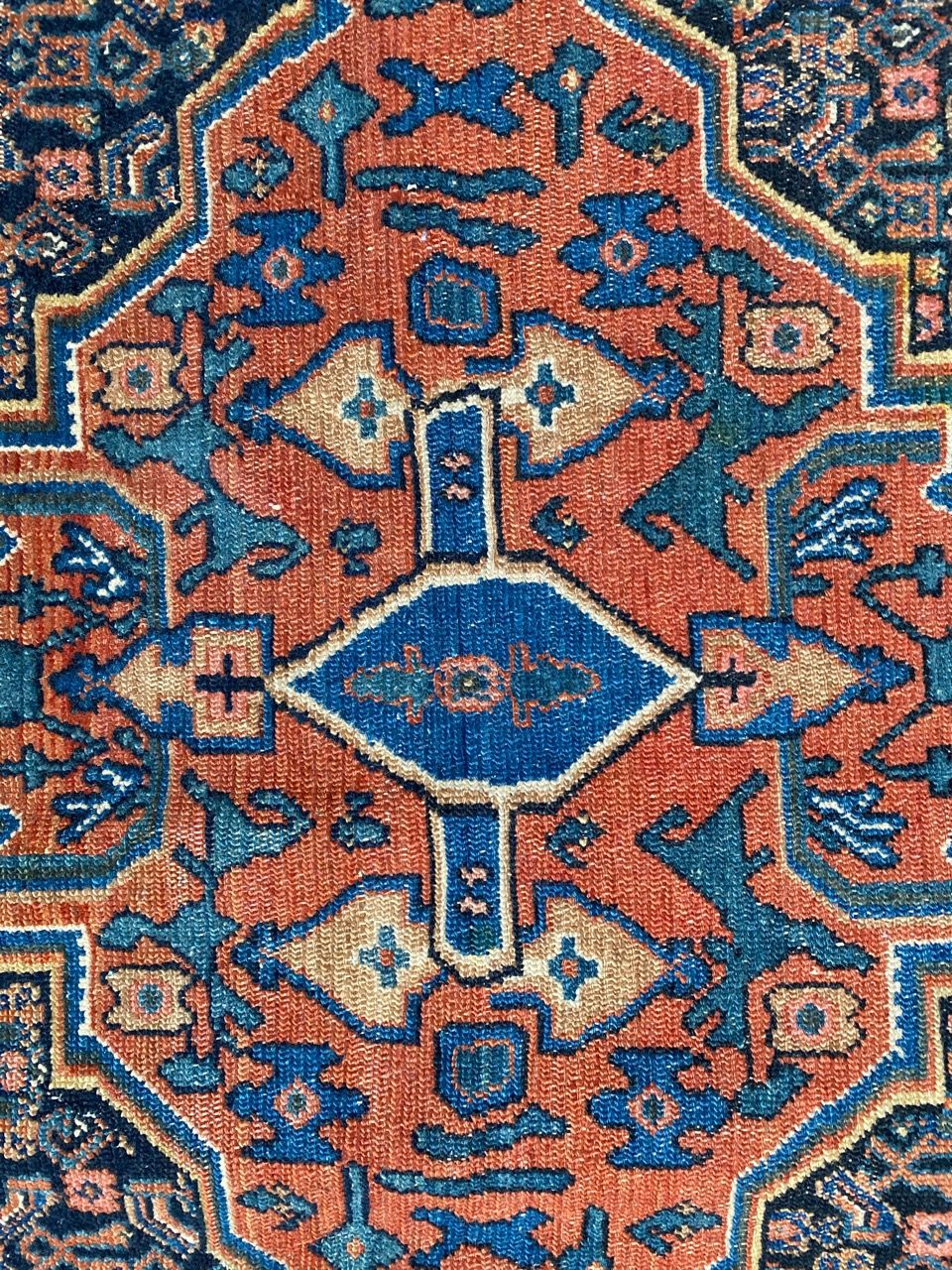 Senneh handmade ancient Persian Oriental carpet 102x139 cm