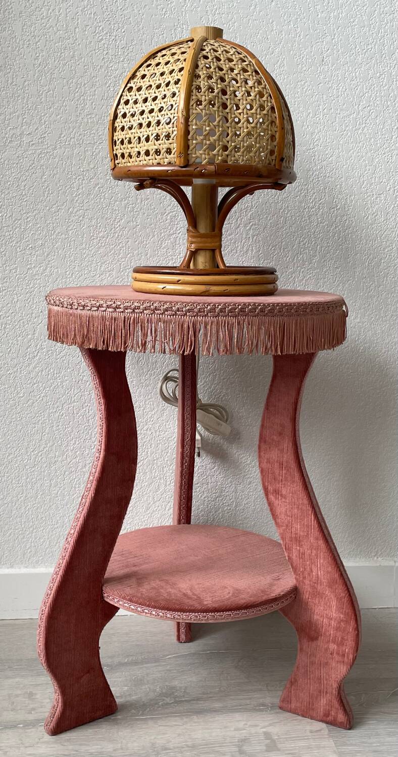 Vintage 80s velvet side table
