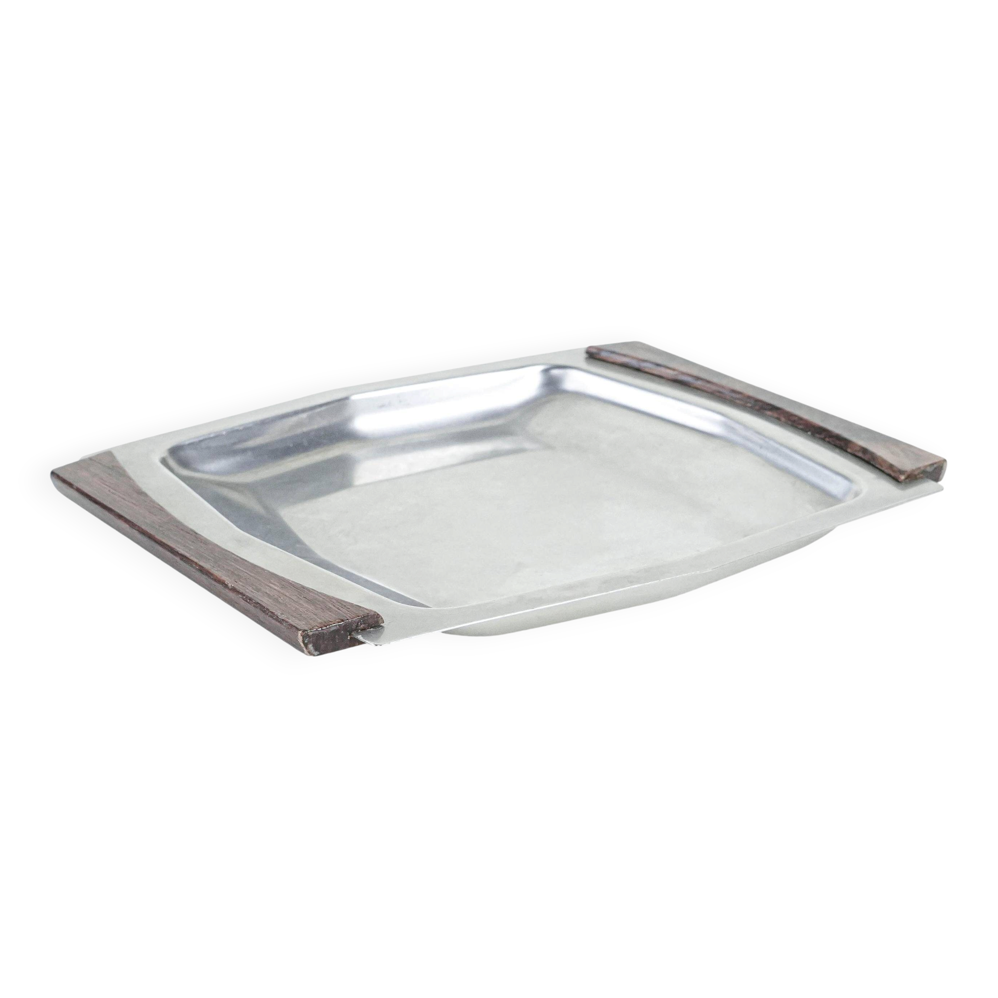 Square stainless steel tray, Danish design, 1970s, made in Denmark