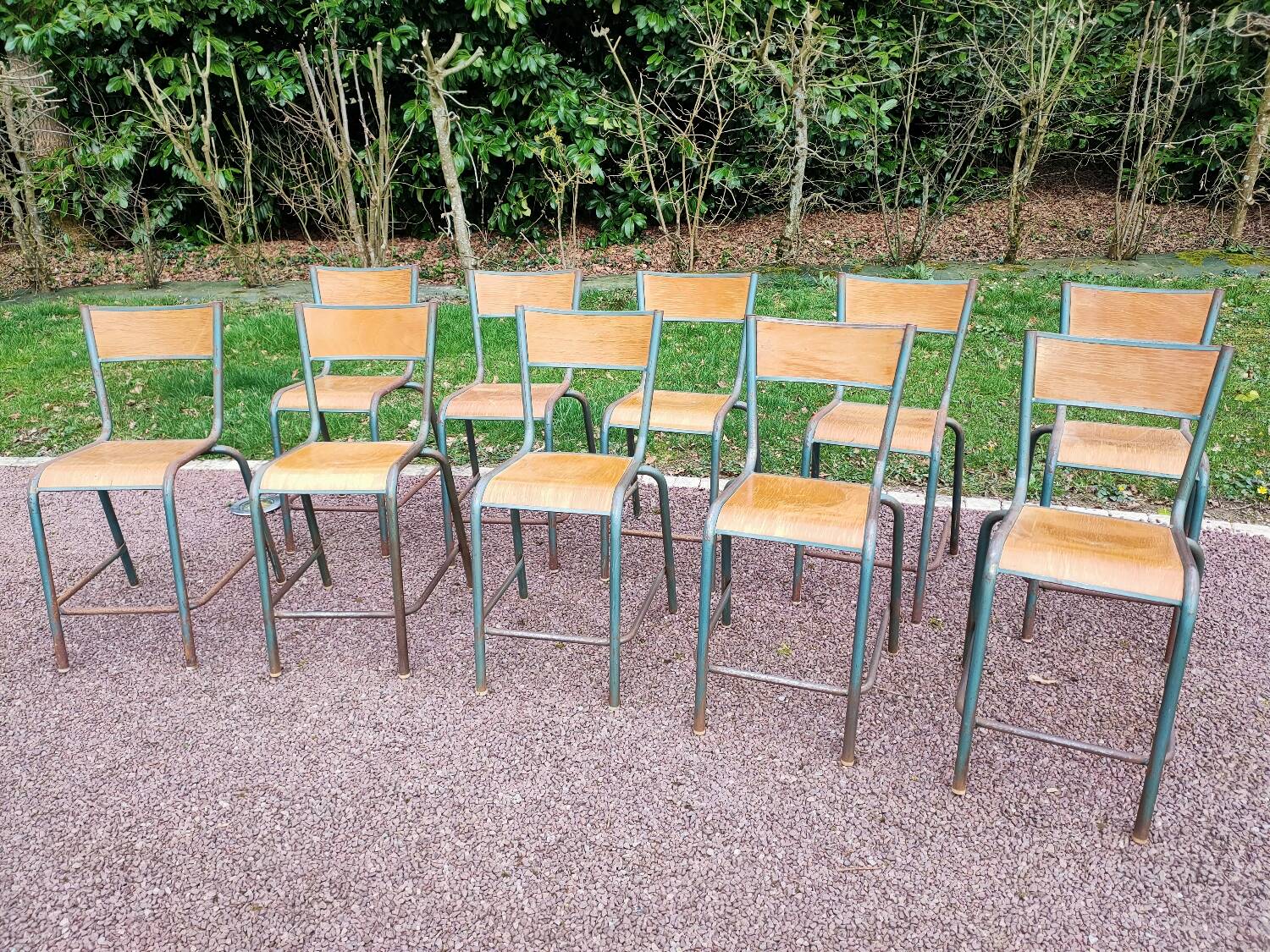 Lot de 10 chaises hautes d'école Mullca