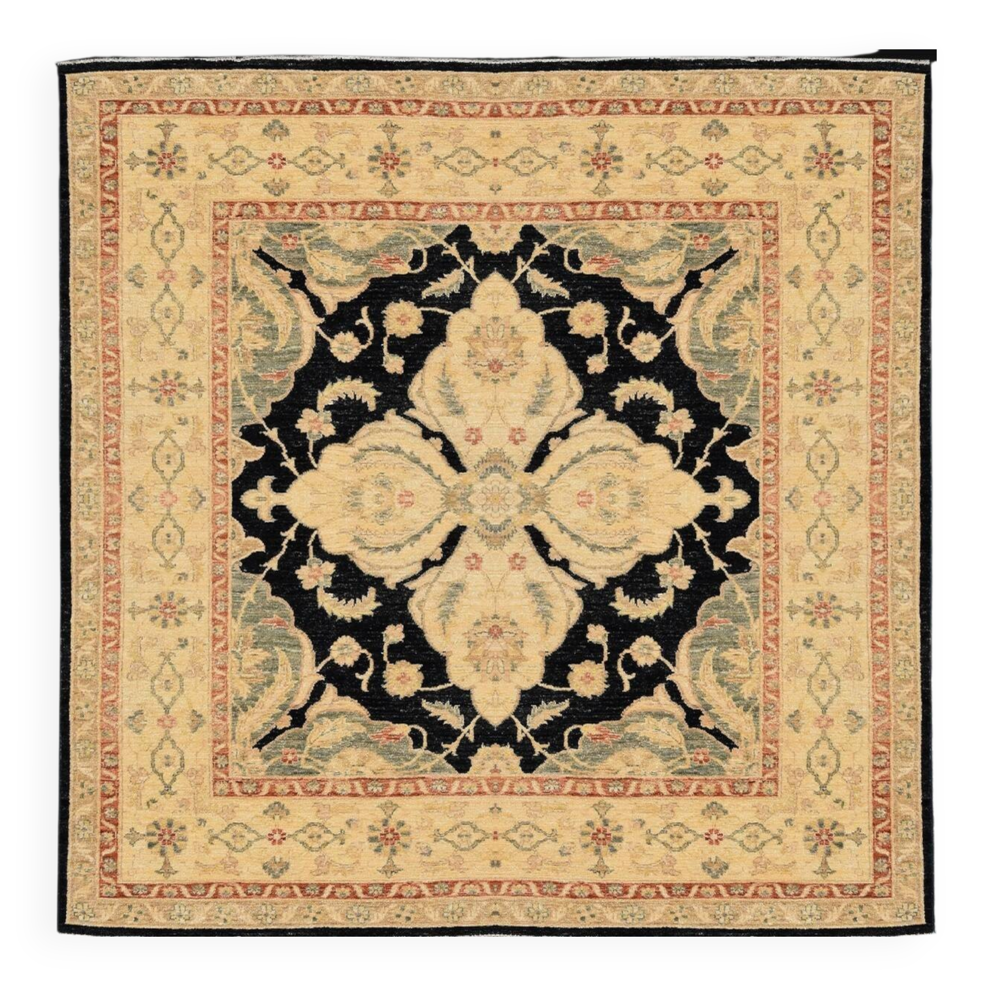 Oriental Ziegler rug: 1.96 x 2.10 Metres - Handmade Wool "Galerie Sardje"