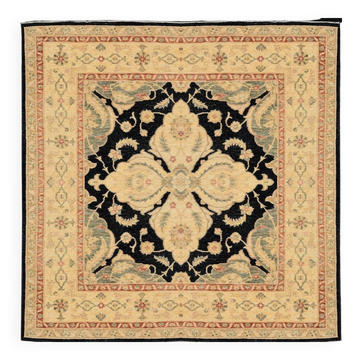 Oriental Ziegler rug: 1.96 x 2.10 Metres - Handmade Wool "Galerie Sardje"
