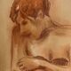 Signed pastel painting, female portrait, Belle Epoque “The Corset”