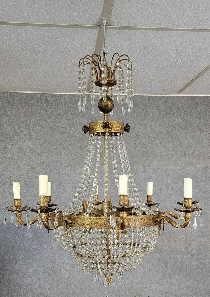 Louis XV style hot air balloon or basket chandelier circa 1900