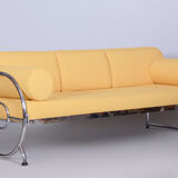 Canapé tubulaire en cuir jaune Bauhaus entièrement restauré, Robert Slezák, années 1930