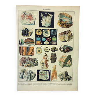 Old engraving 1898, Minerals 2, rocks, precious stones • Lithograph, Original plate