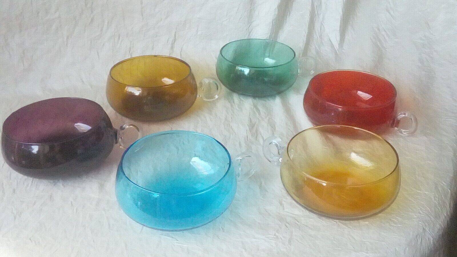 Punch glasses cups coloured glass bowls 1970s vintage