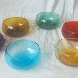 Punch glasses cups coloured glass bowls 1970s vintage