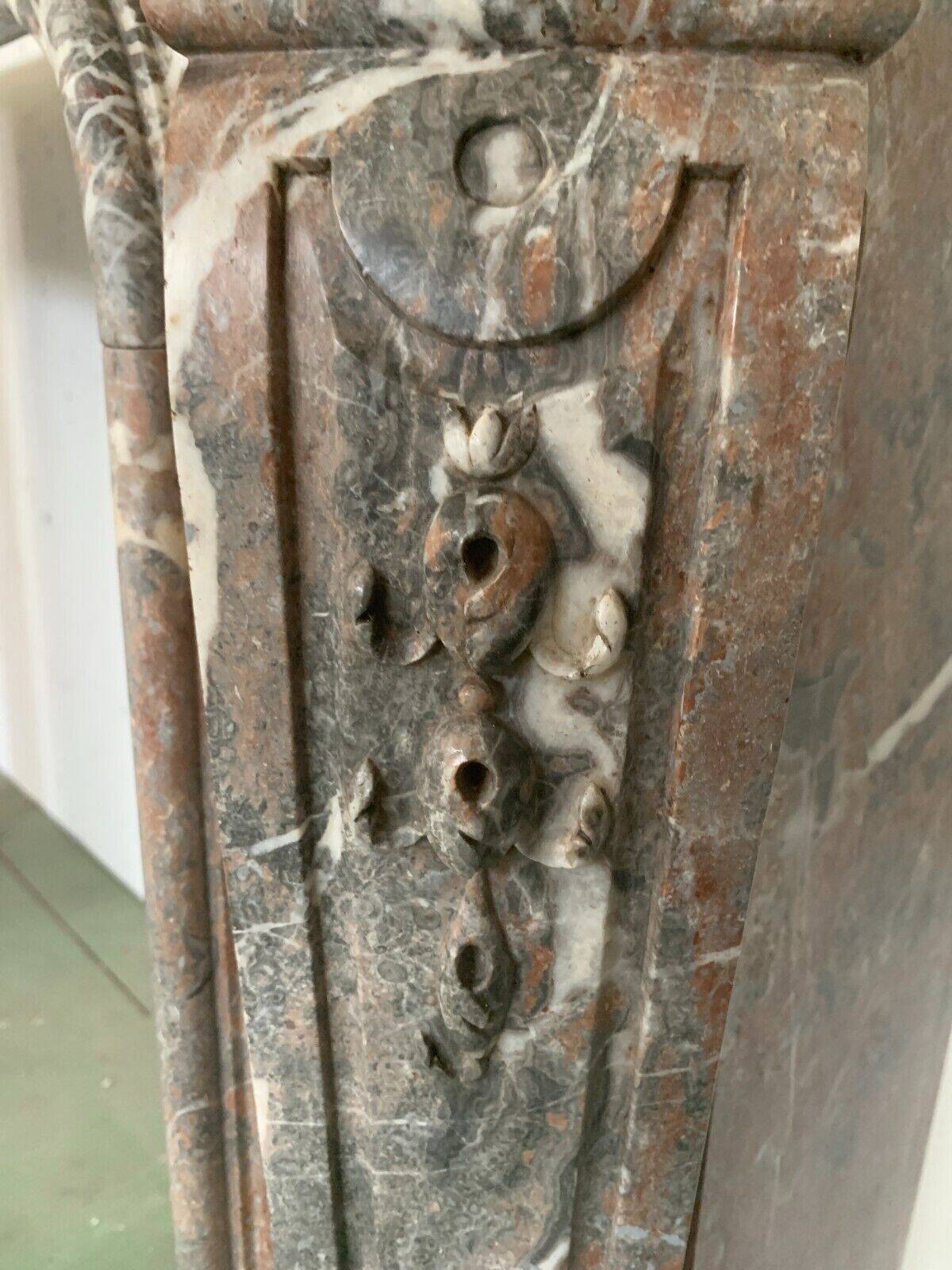 Louis XV style fireplace in red breche marble 19th century