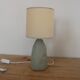 Sage green table lamp with cream lampshade – organic style bedside lamp