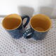 Duo of large mugs gres blue pea white