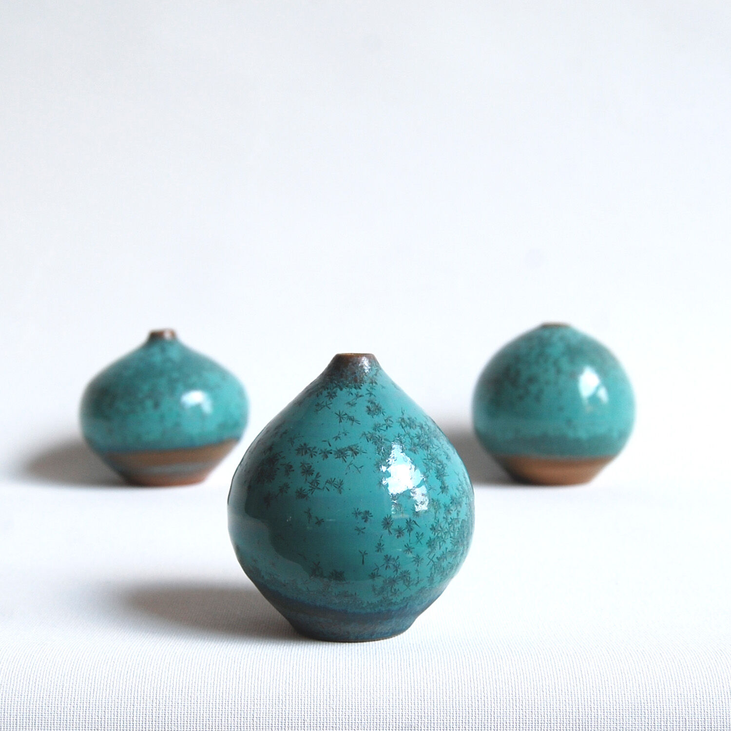 Trio of green miniature ceramics Antonio Lampecco