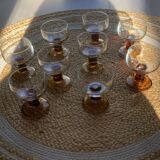 Lot of 9 glasses/cups from the 70s with amber feet