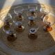 Lot of 9 glasses/cups from the 70s with amber feet