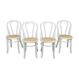 Lot de 4 chaises blanches no. 18 de Michael Thonet