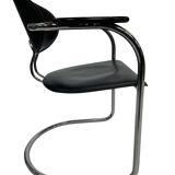 Set of four Effezeta Dining room chairs cantilever chrome 1980s made in Italy