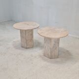 Set de 2 tables d’appoint en marbre italien, années 1980