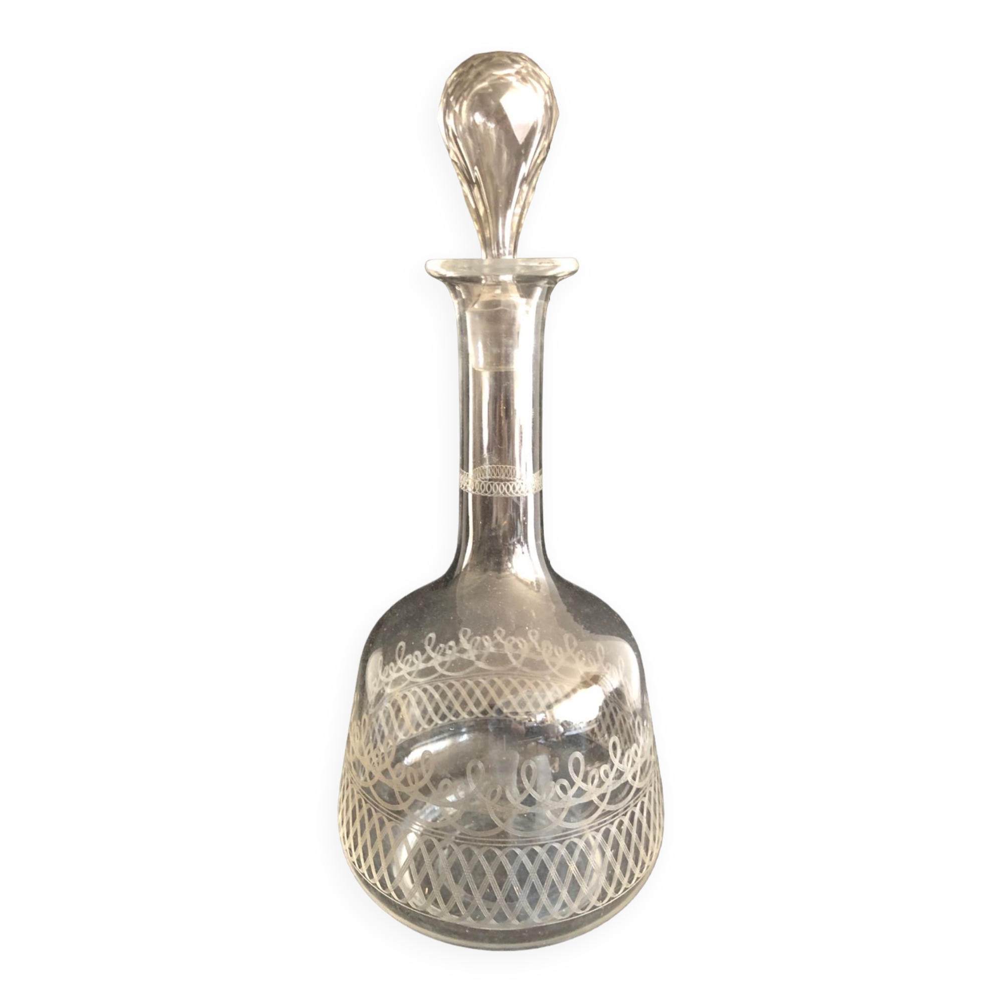 Etched glass carafe