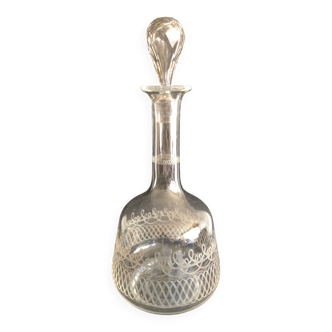 Etched glass carafe