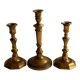Set of 3 bronze and brass candlesticks, 19th century