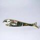 Fish bottle opener, abalone shell & alpaca, Mexico, 1980