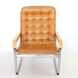 Leather and chrome armchair 70s