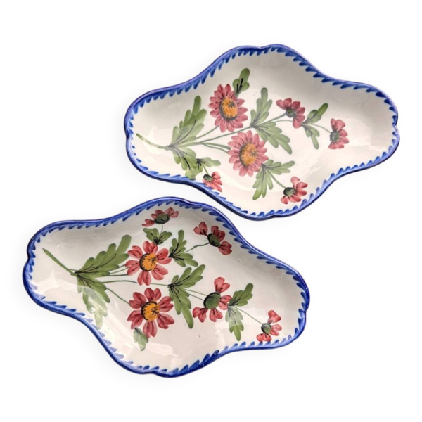 Raviers coupelles Vintage en Céramique – Décor Floral Peint à la Main