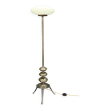 1940s Restored Floor Lamp in Brass Finish with  Glass Shade