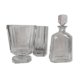 Art Deco three-piece crystal set by Elis Bergh, Kosta, Sweden, 1930s.