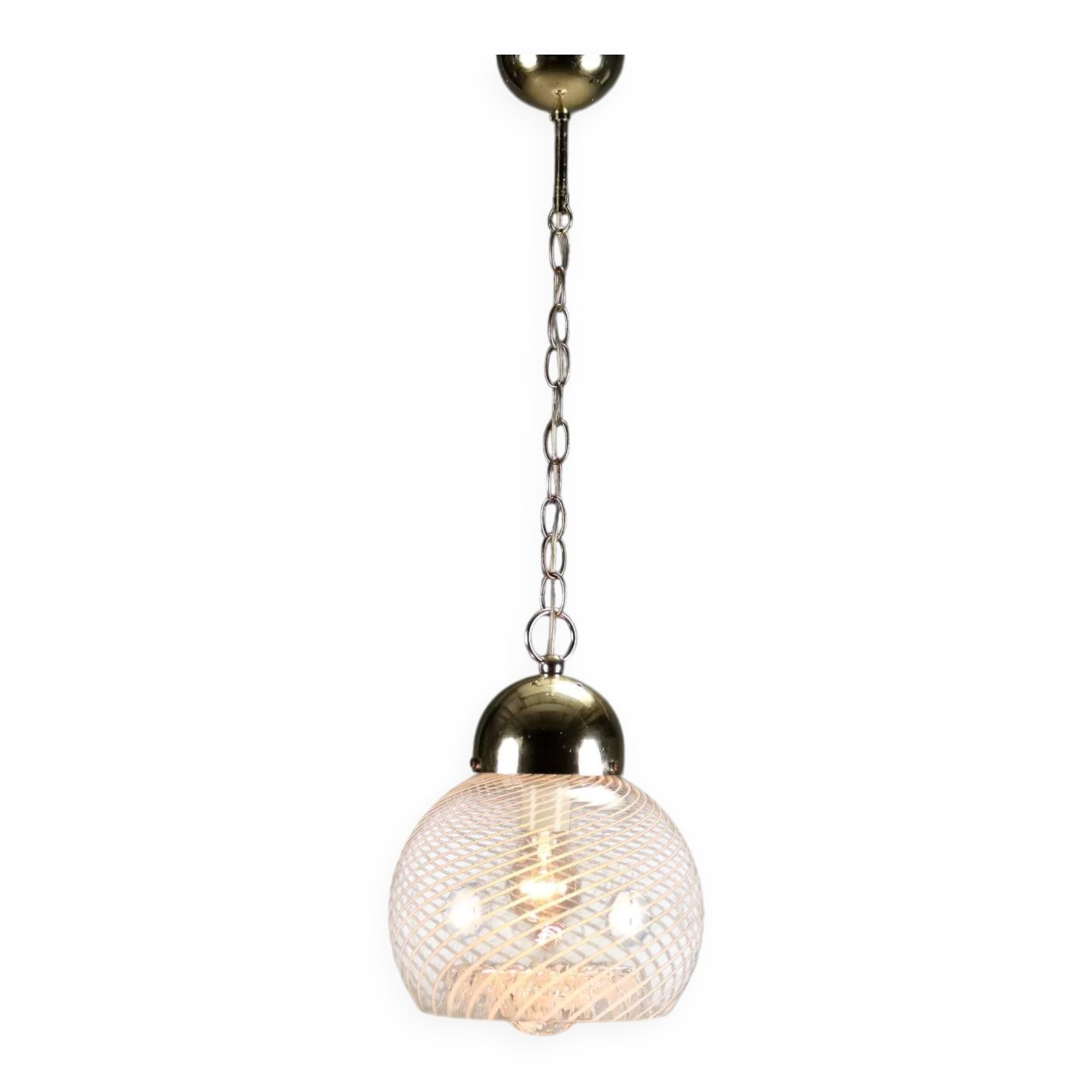 Vintage chrome metal suspension, Italian design from the 1970s.