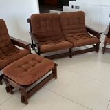 Canapé, deux fauteuils et un ottoman scandinaves, années 60