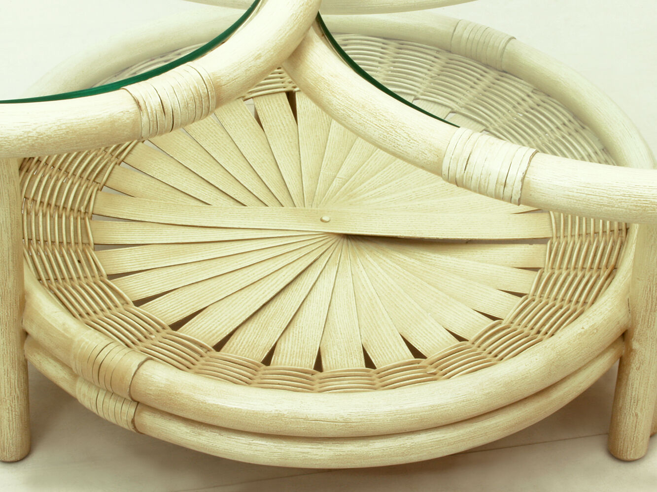 German rattan & glass coffee table by Flechtatelier Schütz - 1970s