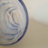 Conical glass vase/carafe blown with a blue spiral decoration.