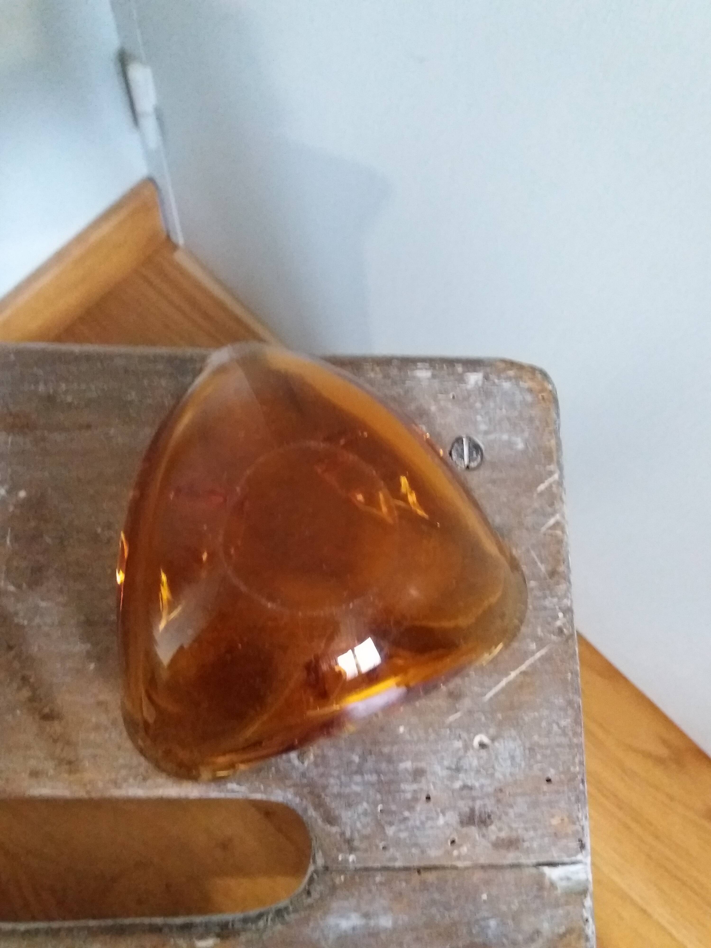 Murano style amber glass ashtray