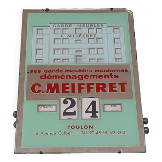 Déménagement C.MEIFFRET Toulon Ancien Calendrier Perpétuel Verre