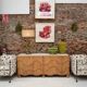 Paire de buffets en chêne avec plateau en travertin. Design contemporain italien.