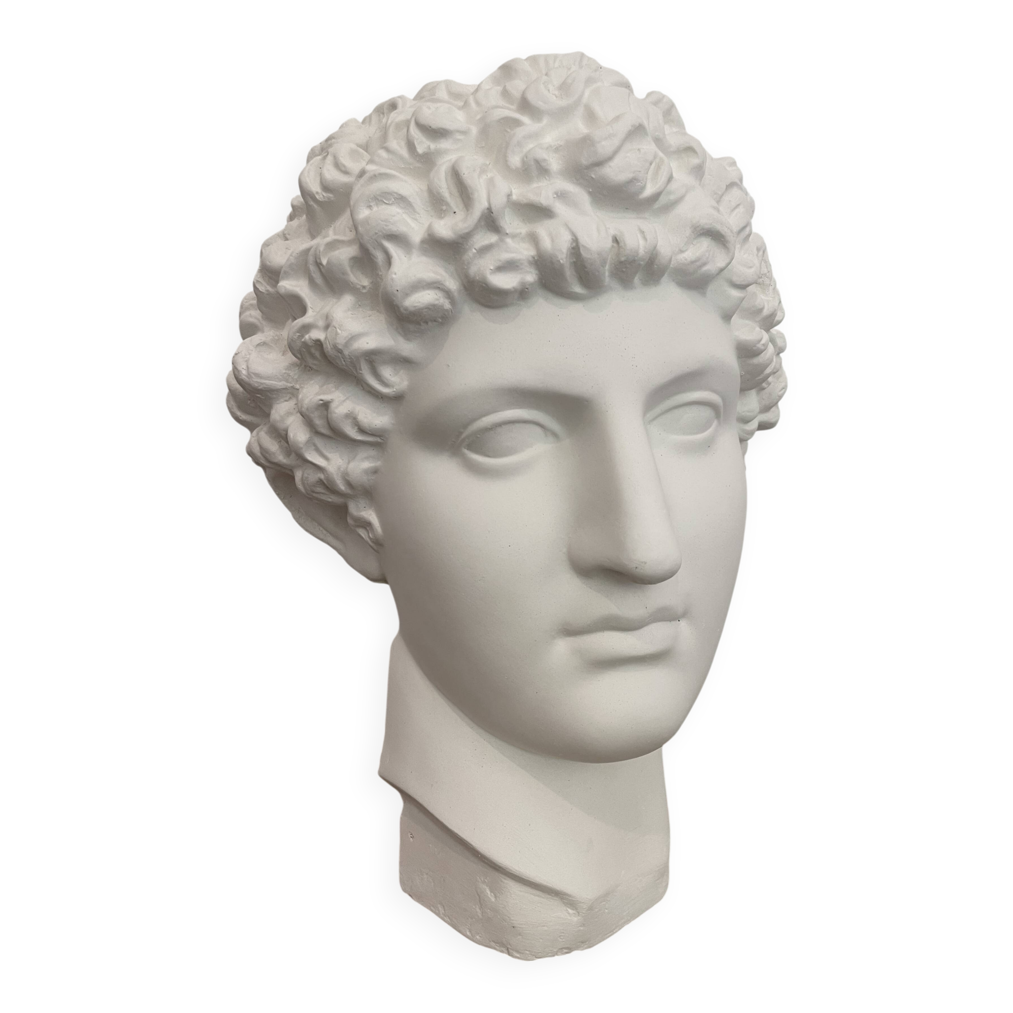 Greek head in polished white plaster