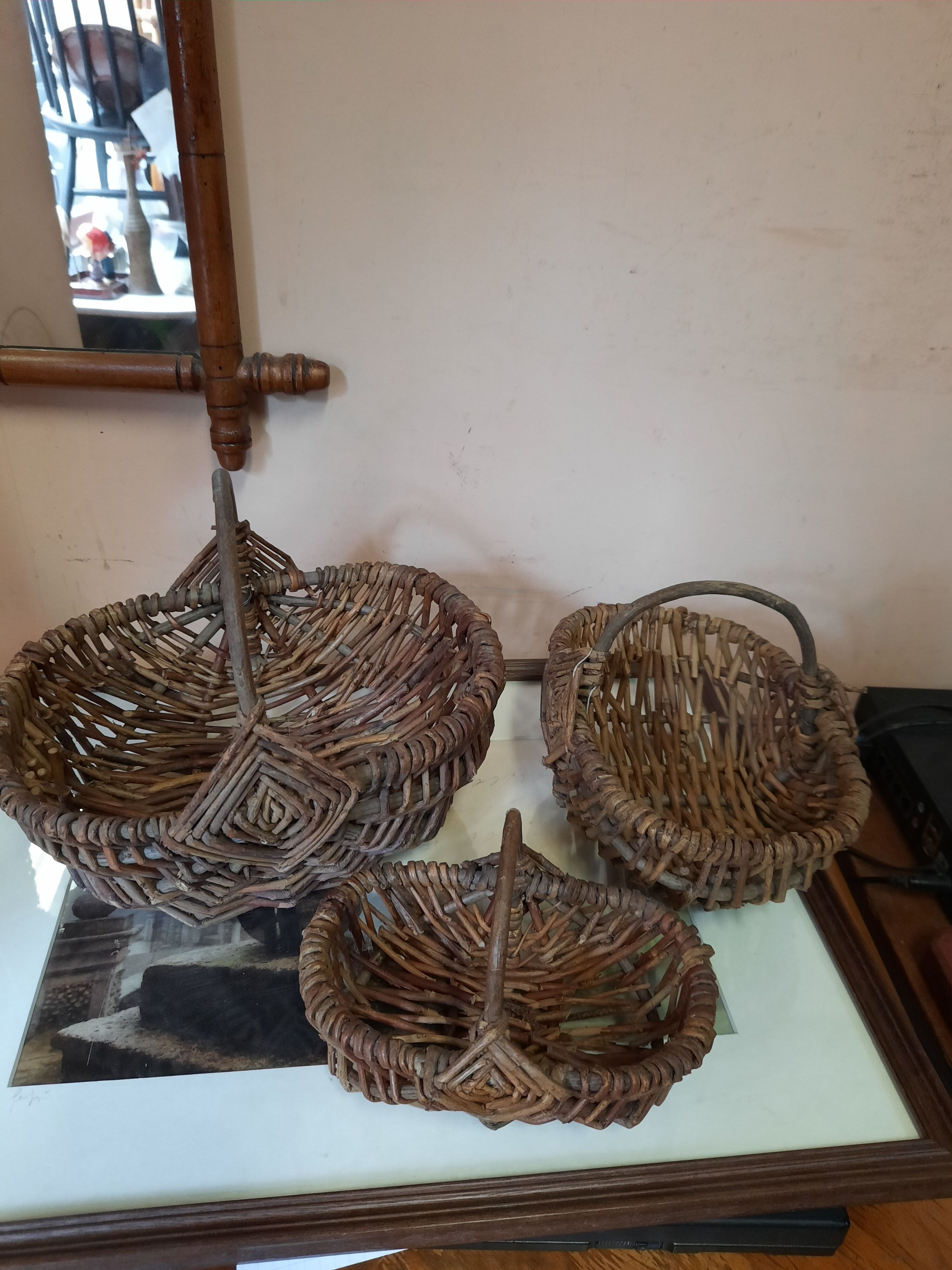 Lot of old wicker baskets