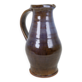 Beautiful blue-brown ceramic pitcher signed under the base