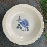 Hollow dish with blue rose motif, octagonal, vintage Digoin
