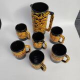 Rare ceramic beer service from Vallauris, created by LUC. 1960s.