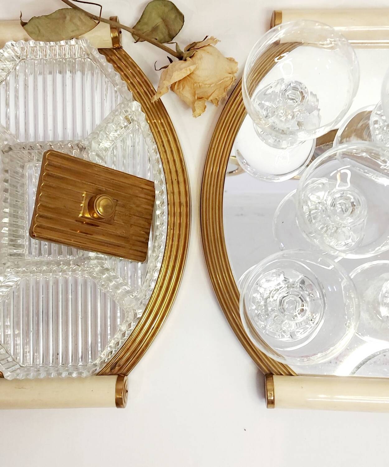 Vintage oval mirror tray