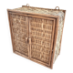 Vintage rattan medicine shelf wall cabinet