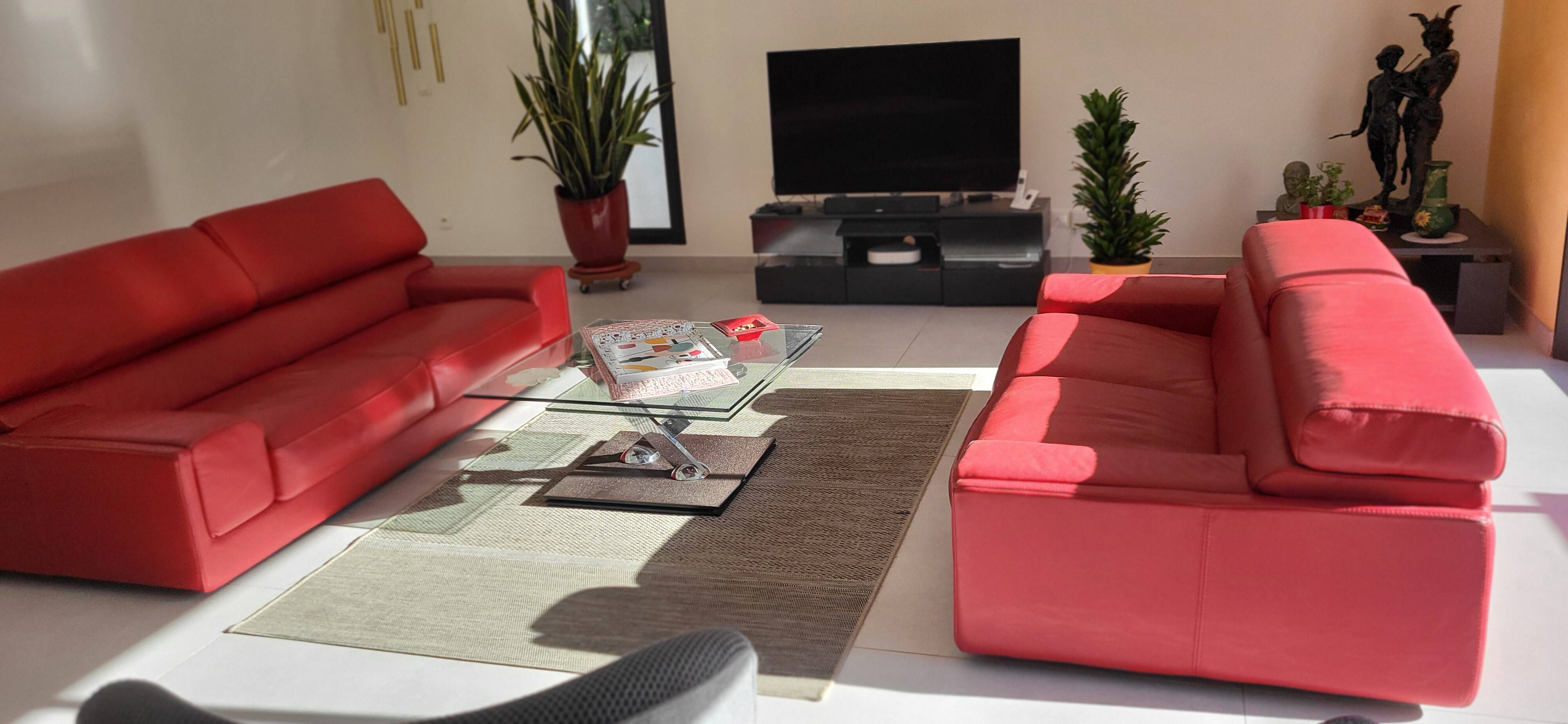 1 red roche bobois sofa