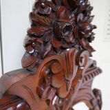 Antique Baroque Wall Mirror in Carved Mahogany