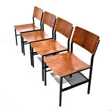 Ensemble de 4 chaises industrielles, Pays-Bas années 1970