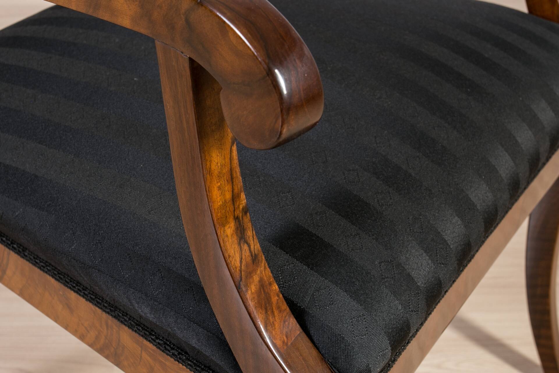 Pair of Biedermeier Armchairs, Germany, 19th Century, Walnut, French Polish