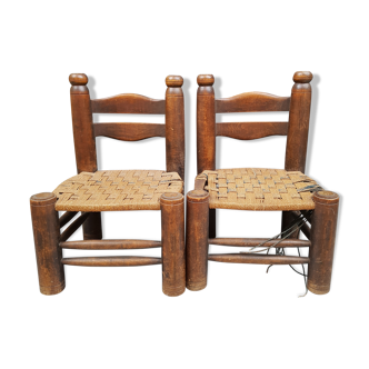Children's chairs wood and rope years 1950