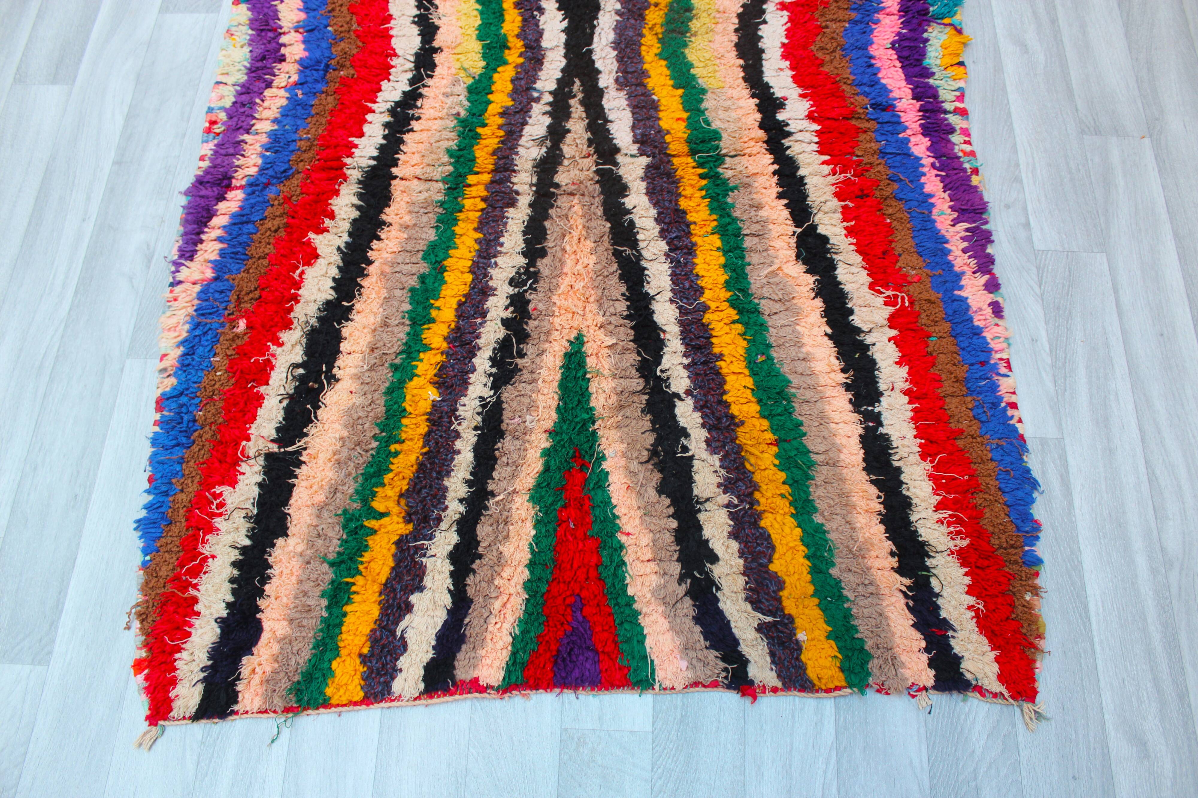 Boucherouite vintage Moroccan rug, Azilal berber area rug